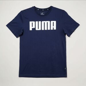 PUMA Men's Essential Logo Short Sleeve T-Shirt | Navy Blue Size Small (S)